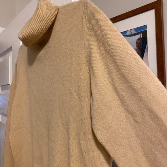 Tan/Camel Pure Collection Cashmere Turtleneck, Large - Picture 2 of 5